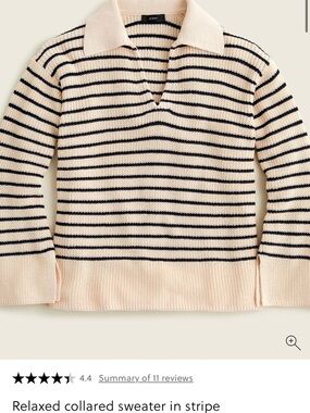 J. Crew Striped V‑Neck Collared Sweater in  Navy stripes